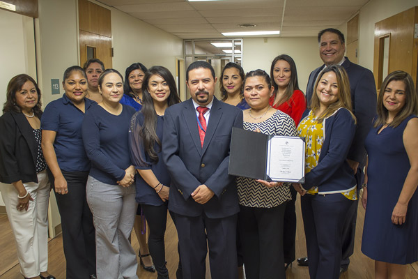 Texas Southmost College was awarded the Certificate of Achievement for Excellence in Financial Reporting by the Government Finance Officers Association (GFOA) of the United States and Canada. In photo, TSC’s Office of Finance and Administration team.