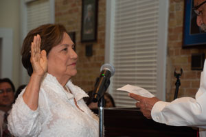 Delia Saenz taking oath