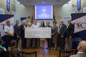 The TSC Foundation, Inc. presented Texas Southmost College a check for $109,000 to be used for scholarships for TSC students during the Sept. 21, 2017 meeting of the TSC Board of Trustees.